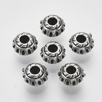 CCB Plastic Beads, Rondelle, Antique Silver, 7.5x5mm, Hole: 2mm, about 3192pcs/420g
