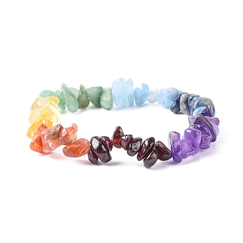 Chakra Gemstone Stretch Bracelets, with Crystal Threads, Inner Diameter: 2-1/8 inch(5.5cm)