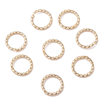 304 Stainless Steel Jump Rings, Open Jump Rings, Twisted, Real 24k Gold Plated, 16 Gauge, 10x1.3mm, Inner Diameter: 8mm