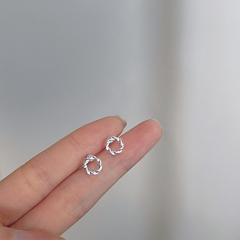 Alloy Earrings for Women, with 925 Sterling Silver Pin, Ring, 10mm