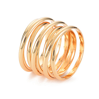 Brass Rings for Women, Wire Wrap Wide Band, Nickel Free, Real 18K Gold Plated, US Size 7 1/4(17.5mm)
