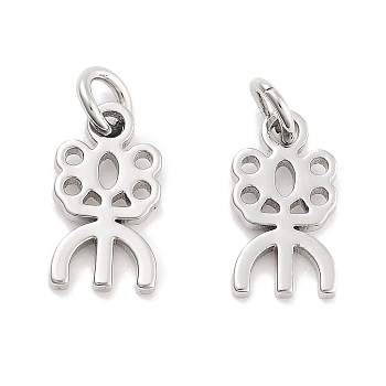 Brass Pendants, Cadmium Free & Nickel Free & Lead Free, Traditional Chinese Happy Charms, Platinum, 10.5x5.5x1mm, Hole: 2.4mm
