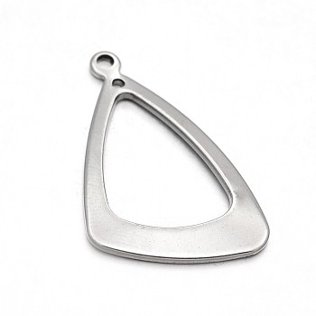 Triangle Ring 304 Stainless Steel Pendants, Stainless Steel Color, 33x22x1.5mm, Hole: 2mm