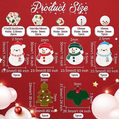 14Pcs 11 Style Christmas Theme Food Grade Eco-Friendly Silicone Beads(SIL-OC0001-13)-2