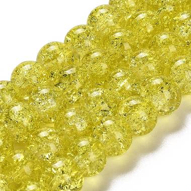 10mm Yellow Round Crackle Glass Beads