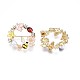 Flat Round with Butterfly Bee Flower Enamel Pin with Rhinestone(X-JEWB-N007-070)-2