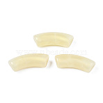 Opaque Acrylic Beads, Two Tone Color, with Glitter Powder, Curved Tube, Lemon Chiffon, 35x13x11mm, Hole: 3.5mm, about 148pcs/500g(MACR-N009-019D)