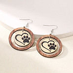 Valentine's Day Wood Dangle Earrings, Platinum, Flat Round, 66x40mm(FS-WGB34A3-18)
