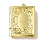 Brass Locket Pendants, Photo Frame Charm, Long-Lasting Plated, Lead Free & Cadmium Free, Book, Golden, 26.5x19x5mm, Hole: 1.9mm, Inner Diameter: 15x9.5mm(X-KK-Q019-11G)
