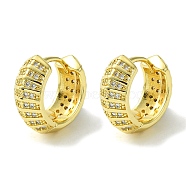 Brass with Cubic Zirconia Hoop Earrings, Jewely for Women, Ring, Real 18K Gold Plated, 18x8x19.5mm(EJEW-K267-09G)