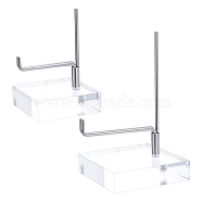 AHADERMAKER 2 Sets 2 Style 304 Stainless Steel Display Holder, with Acrylic Base and Plastic Caps, for Crystal Display, Square, Clear, 5~6x5~6x7.5~10.4cm, 1set/style(ODIS-GA0001-31)