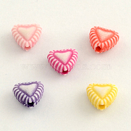 Craft Style Acrylic Beads, Heart, Mixed Color, 7.5x8x4mm, Hole: 2mm, about 3100pcs/500g(MACR-Q153-M050)