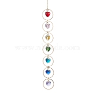 Faceted Glass Suncatchers, Rainbow Maker, Pendant Decorations, with Brass Cable Chains, Heart, 292mm, Pendants: 14x14x7mm(HJEW-JM01649-01)