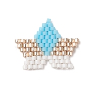 Handmade MIYUKI Japanese Seed Beads, Loom Pattern, Star, Light Sky Blue, 16.5x20x2mm(PALLOY-MZ00016-01)