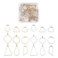 Stainless Steel Wire Pendants, Hoop Earring Findings, Mixed Shapes, Golden & Stainless Steel Color, 36pcs/box(STAS-TA0004-43)