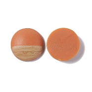 Two Tone Wood Grain Frosted Imitation Leather Style Resin Cabochons, Flat Round, Dark Orange, 18x5mm(RESI-G053-01A)