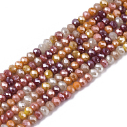 Electroplate Glass Beads Strands, Pearl Luster Plated, Faceted, Rondelle, Chocolate, 3x2.5mm, Hole: 0.7mm, about 188~190pcs/16.93 inch~17.71 inch(43~45cm)(EGLA-S192-001A-A03)