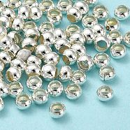 Eco-Friendly Brass Smooth Round Beads, Seamed Spacer Beads, Long-Lasting Plated, Cadmium Free & Lead Free, Silver, 2.5mm, Hole: 1.5mm(KK-D322-G-2.5mm-S-RS)