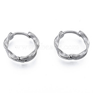 316 Surgical Stainless Steel Twist Hoop Earrings for Men Women, Stainless Steel Color, 15.5x17x4mm, Pin: 1mm(EJEW-N052-09)