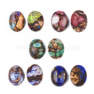 Assembled Synthetic Imperial Jasper and Bronzite  Cabochons, Dyed, Oval, Mixed Color, 25~25.5x18~18.5x7~7.5mm(G-S329-080)