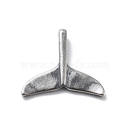 925 Sterling Silver Pendants, Antique Silver, Whale Tail, 16.5x19.5x3.5mm, Hole: 2.5x1.5mm(STER-R001-04S-01)