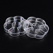 Plastic Bead Containers, Jewelry Box for Nail Art Decoration, Flower, Clear, 7 Compartments, about 10.5cm long, 9.2cm wide, 2cm thick(C120Y)