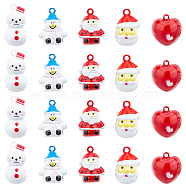 20Pcs 5 Style Christmas Baking Painted Brass Bell Pendants, Mixed Shapes, Mixed Color, 4pcs/style(KKB-SC0001-01)