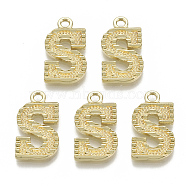 Alloy Pendants, Cadmium Free & Nickel Free & Lead Free, Initial Letter, Real 18K Gold Plated, Initial Letter.S, 20.5x11.5x2mm, Hole: 2mm(X-PALLOY-N157-002S-NR)