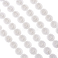 Polyester Lace Trim, Daisy Pattern, White, 30mm(OCOR-TAC0008-18)