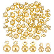 Elite 60Pcs 3 Style Brass Charms, Round Charms, Real 18K Gold Plated, 5~7x3~5mm, Hole: 1~1.2mm, 20pcs/style(KK-PH0006-02)