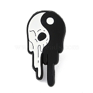 Punk Style Enamel Pins, Alloy Brooches, Skull Yin-yang, 28x14.5mm(JEWB-L018-05EB-07)