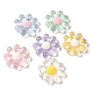 Translucent Resin Decoden Cabochons, Flower, Mixed Color, 29x29x7mm(RESI-M041-08)