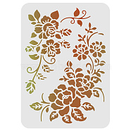 Large Plastic Reusable Drawing Painting Stencils Templates, for Painting on Scrapbook Fabric Tiles Floor Furniture Wood, Rectangle, Flower Pattern, 297x210mm(DIY-WH0202-064)