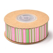 Polyester Ribbon, Vertical Grain Pattern, for Gifts Wrapping Party Decorating, Hot Pink, 7/8 inch(23mm), about 10.9yards(10m)/roll(SRIB-F010-06C)