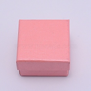 Paper Box, Snap Cover, with Sponge Mat, Ring Box, Square, Pink, 5x5x3.1cm(CON-WH0076-61A)