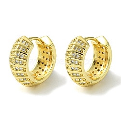 Brass with Cubic Zirconia Hoop Earrings, Jewely for Women, Ring, Real 18K Gold Plated, 18x8x19.5mm(EJEW-K267-09G)