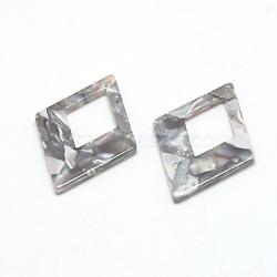 Cellulose Acetate(Resin) Pendants, Rhombus, Gray, 37x27.5x2.5mm, Hole: 1.5mm, side length 22.5mm(KY-S112-A310)