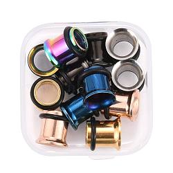 12Pcs 6 Colors 316 Surgical Stainless Steel Screw Ear Gauges Flesh Tunnels Plugs, Mixed Color, 1/4 inch(8mm), 2pcs/color(STAS-YW0001-15)