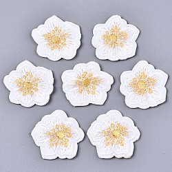 Computerized Embroidery Non Woven Fabric Self-adhesive Patches, with Polyester Thread Costume Accessories, Flower, White, 26.5x27.5x2mm(AJEW-T010-01G)