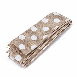 Polyester Imitation Linen Wrapping Ribbon, for Christmas Crafts Decoration, Floral Bows Craft, Polka Dot Pattern, BurlyWood, 1-5/8 inch(40mm), about 2.19 Yards(2.00m)/Strand(DIY-P012-03A)