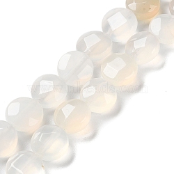 Natural White Agate Beads Strands, Faceted, Flat Round, 10~10.5x4.5~5.5mm, Hole: 1.2mm, about 20pcs/strand, 7.80 inch(19.8cm)(G-K357-B16-01)