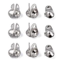 304 Stainless Steel Bead Tips, Calotte Ends, Clamshell Knot Cover, Stainless Steel Color, 5x3mm, Hole: 1mm, Inner Diameter: 2.4mm(X-STAS-R063-21)