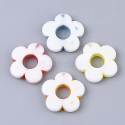 Craft Style Acrylic Bead Frames, Flower, Mixed Color, 18x19x4mm, Hole: 1.5mm, Inner Diameter: 6mm, about 600pcs/500g(MACR-S299-040)