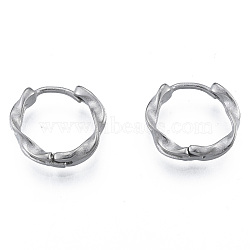 Non-Tarnish 316 Surgical Stainless Steel Twist Hoop Earrings for Men Women, Stainless Steel Color, 15.5x17x4mm, Pin: 1mm(EJEW-N052-09)