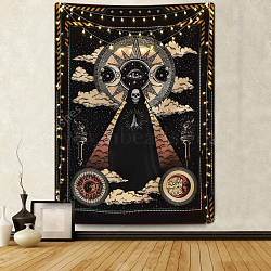 Halloween Theme Skull Polyester Wall Hanging Tapestry, for Bedroom Living Room Decoration, Rectangle, Coffee, 1500x1000mm(HAWE-PW0001-114B)