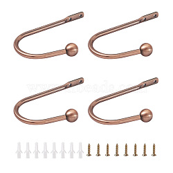 Zinc Alloy U Shape Hook Hangers Curtain, with Plastic Nut and Alloy Screws, for Bag Clothes Curtain Hanging Holder, Red Copper, 155x110x8~11mm, Hole: 5mm(SW-TAC0002-07F)