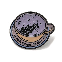 My Dear You Have The Grim Coffee Cup Alloy Enamel Pins Brooches for Backpack Clothes, Violet, 26x30mm(JEWB-S028-13A)