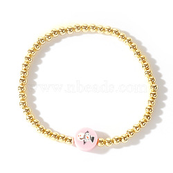 Christmas Brass Beaded Stretch Bracelets, Golden, Snowman, 6-7/8 inch(17.5cm)(DP1194-3)