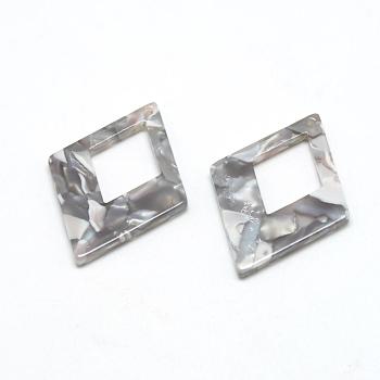 Cellulose Acetate(Resin) Pendants, Rhombus, Gray, 37x27.5x2.5mm, Hole: 1.5mm, side length 22.5mm