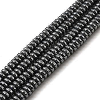 Non-Magnetic Synthetic Hematite Beads Strands, Disc, Black, 4x1.5~2.5mm, Hole: 1mm, about 185pcs/strand, 15.4 inch